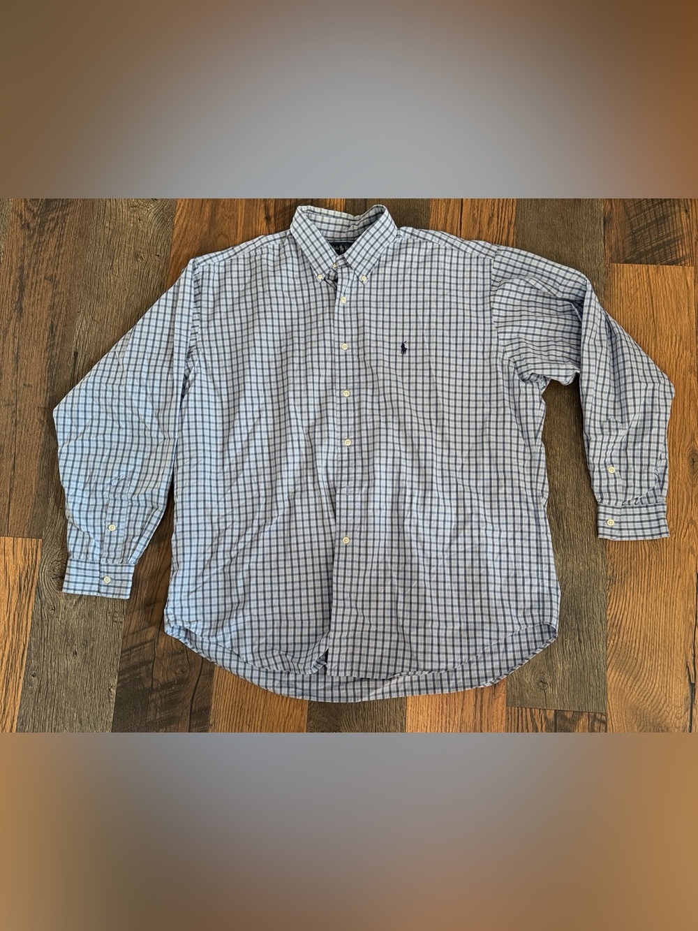 Ralph Lauren Blue & White Windowpane Button-Down Shirt